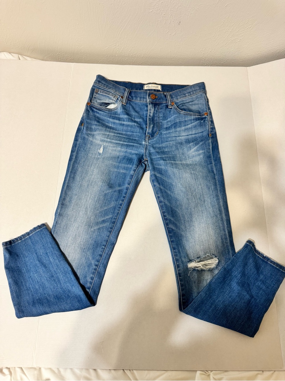 Madewell Blue Distressed Skinny Jeans